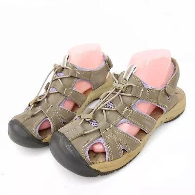 Easy Spirit Women's NOMAD Hiking Walking Fisherman Sandals Beige Lilac 8 • $17.72