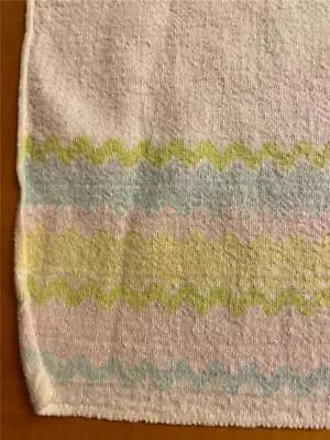 Vintage Riegel Flannel Baby Receiving Blanket Pastel Zigzag Striped • $8.97