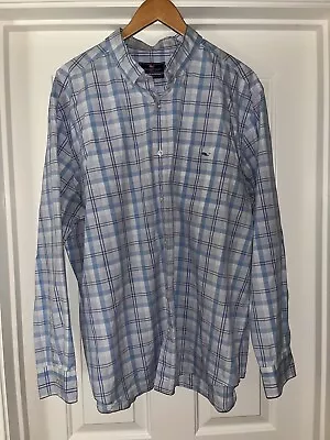 Vineyard Vines Whale Shirt 2XL Plaid Blue White Classic Fit Tucker EUC • $17.99