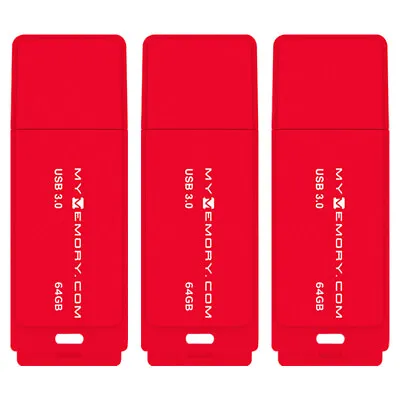 £19.99 • Buy 3Pcs MyMemory 64GB USB 3.0 Flash Drive - 80MB/s - Red Memory Stick - 3 Pack