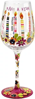 Paper Salad Handpainted Birthday Wine Glass 'Here's To You' Make A Wish • £14.95