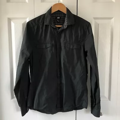 H&M Mens Shirt Size Medium Black Long Sleeve Casual Hidden Button Down • $12.95