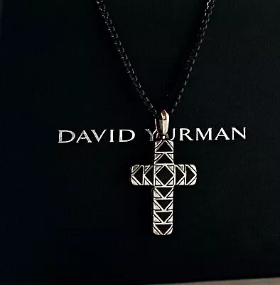 David Yurman Men's Frontier Onyx Cross Pendant Sterling Silver  1.5  W/ Pouch • $495