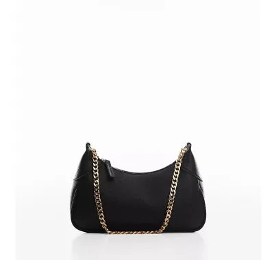 MANGO MNG Chain Detail Pebbled Faux-leather Women's Small Crossbody Bag	- BLACK • $30