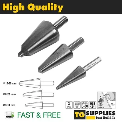 High Quality Yato Professional Cone Drill Bit Set 3pcs Taper Drill Bits • £16.99
