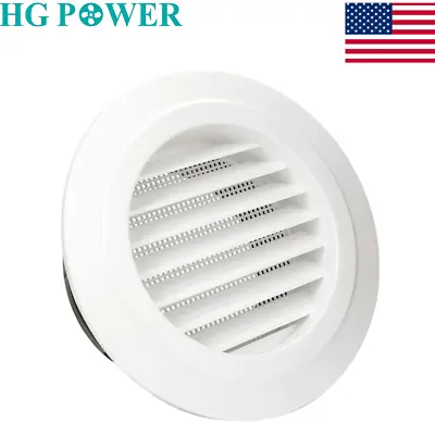 HG POWER ABS Louver Grille Cover Soffit Round Air Vent With Built-in Screen Mesh • $8.16