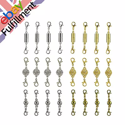 24Pcs Strong Magnetic Lobster Clasps Jewelry Necklace Converter Extender Kit • £10.79