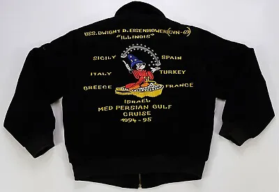 $199.99 • Buy Rare VTG Mickey Mouse USS. Dwight D. Eisenhower Israel Persian Gulf Jacket 90s S