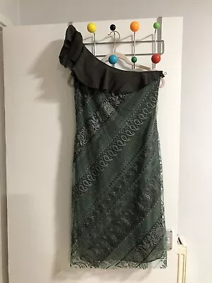 £29.99 • Buy Christian Lacroix Bazar Green Party-Cocktail Dress Silk Lace  One-Shoulder.