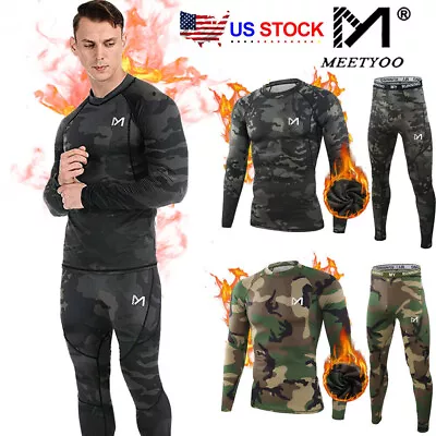 Camo Thermal Underwear For Men Long Johns Base Layer Shirt And Pants Set Fleece • $28.89