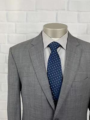 Jos A Bank Men’s Tailored Fit Gray Glen Check Wool Suit Sz 41 R ￼Pants 35 X 32 • $89.99