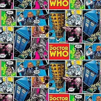 £4.50 • Buy Fat Quarter Doctor Who Comic Strip 100% Cotton Quilting Fabric