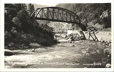 FEATHER RIVER CANYON BRIDGES Real Photo Postcard CALIFORNIA CA RPPC Eastman • $10