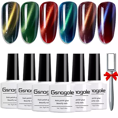 Gel Nail Polish Kit - Cat Eye Magnetic Gel Nail Polish Set UV LED Soak Off Nail • $15.93