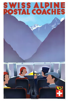 Switzerland - Swiss Alpine Postal Coaches - Vintage Travel Poster • $10.99