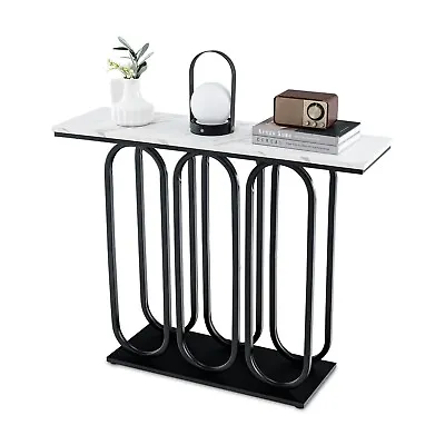 100cm Modern Console Table Faux Marble Narrow Entryway Hallway Table Accent Desk • £49.95