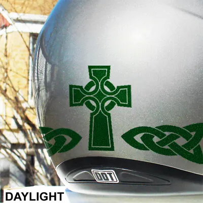 Reflective Celtic Cross Knot Decal Set 3 Piece Bike Helmet Safety Sticker #689R • $12.56