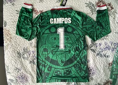 ABA SPORT Mexico 1998 CAMPOS #1 Jersey LARGE RETRO France Home Long Sleeve Pumas • $43.95