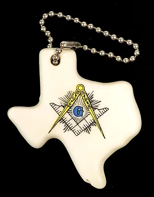 Vtg State Of Texas Shaped Keychain Masonic Freemasonry Square+Compass Key Fob S1 • $19.99