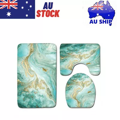 AU FAST SHIP Marble Bathroom Mat Set Toilet Seat Lid Cover Pedestal Rug Bath Mat • $18.39