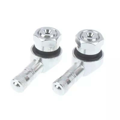 2x Motorcycle Valve Stem Tubeless Elbow 90 Degree Bend Bent Aluminum Silver Set • $6.95