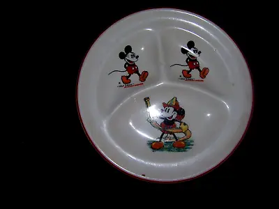 Mickey Mouse Ceramic Divided Plate- Patriot China- Fireman Mickey Usa • $24