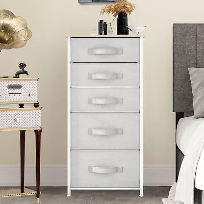 5 Drawer Dresser Shelf Storage Organizer Chest Bin Nightstand Cabinet Gray • $35.09