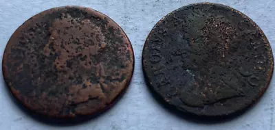 2x Worn Charles II Copper 1 Farthing Pair Lot 1670's / #23 • £13.53