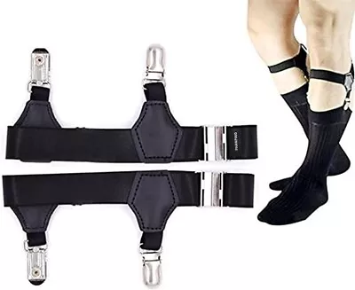 Mens Sock Garters Belt Adjustable 1-pair Sturdy Clip Suspenders • $16.43