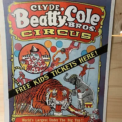 Vintage Tiger Clown Acrobatics Circus Clown Poster Clyde Beatty Sign 22 X14” • $113.81