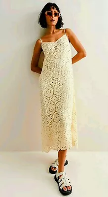 Marks & Spencer Collection Crochet Midi Slip Dress Ivory Size 10 New RRP £75 • £48.99