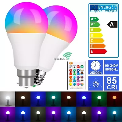 RGB LED Light Bulbs B22 E27 Multi Colour Changing IR Remote Controlled Lamps UK • £5.59