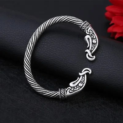 $6.92 • Buy Antique Silver Plated Dragon Bracelet Steampunk Men Viking Wristband Cuff Bangle
