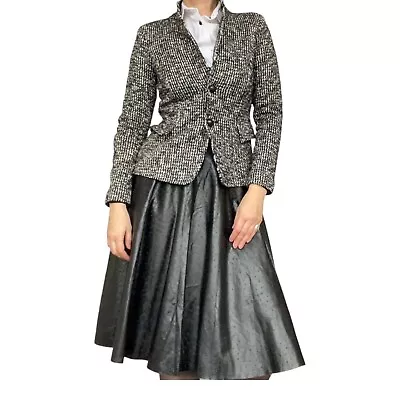 MARC CAIN Boiled Wool Blend Tweed Blazer Style Jacket Size 10 • $12.42