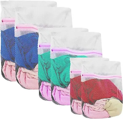 6x Zipped Laundry Washing Machine Mesh Bag Net Socks Lingerie Underwear 3 Size • £7.49