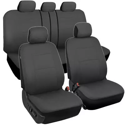 Charcoal Gray Fabric Car Seat Covers Split Bench Options Full Interior Set • $30.99