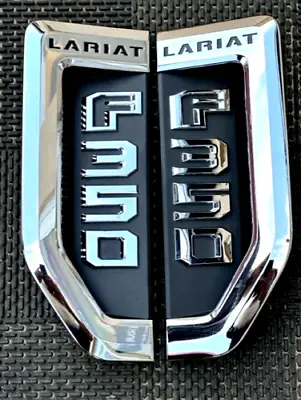 Pair For 17-22 F-350 Lariat Emblems Super Duty Sport Side Fender Badge Chrome • $176.39