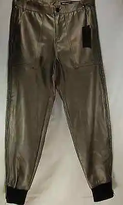 NWT BLACK ORCHID Los Angeles Faux Leather Side Zip Jogger MET GRAY SZ 27 ~ $179 • $79.99