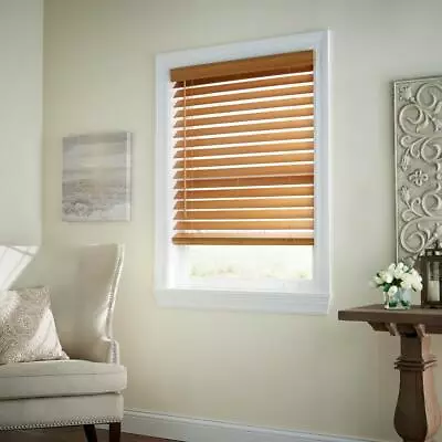 CUSTOM CUT Home Decorators Chestnut 2-1/2 In. Cordless Premium Faux Wood Blind • $115