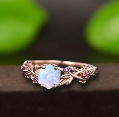 Natural Ethiopian Opal Ring 925 Sterling Silver Minimalist Ring Statement Ring • $31.99