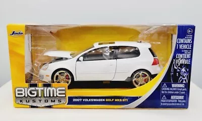 New In Box Rare Jada BigTime Kustoms 2007 White Volkswagen Golf MK5 GTI 1:24 • $77.99