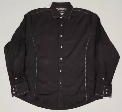 Men's Zagiri Black Thick Stitching Button Up Dress Shirt - Size 2XL • $24.99