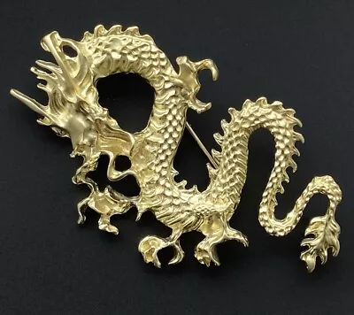 Vintage Style Dragon Brooch Gold  Tone Metal • $12.80