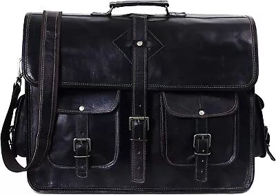 Bag Leather Genuine Laptop Messenger Men's Satchel Shoulder Briefcase Vintage • $61.60