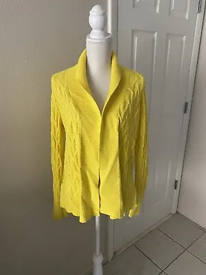$13 • Buy Women’s LOFT Bright Yellow Cardigan Sweater Medium