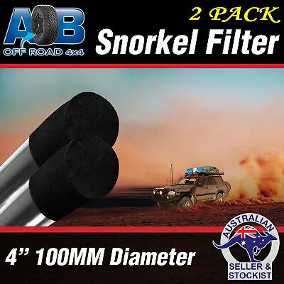2 X BLACK Snorkel Sock Pre Filter Cleaner 4  100mm Ram Head Cover Air Filter 4WD • $48