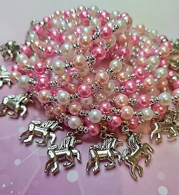 Childrens 1 6 Or 12 Unicorn Charm Bracelets Party Bag Filler Party Favours • £2.49