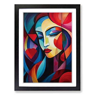 Love Heart Cubism Wall Art Print Framed Canvas Picture Poster Decor Living Room • £14.95