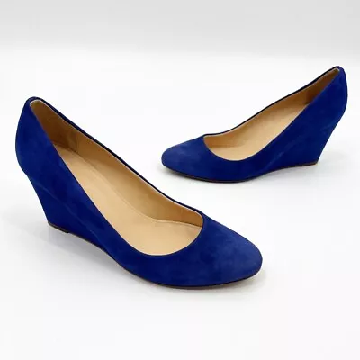 J. Crew Martina Blue Suede Wedges 7 • $35