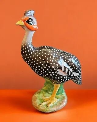 Vintage KB UGO ZACCAGNINI Guinea Fowl Hand Painted Majolica Bird Figurine ITALY • $144.49